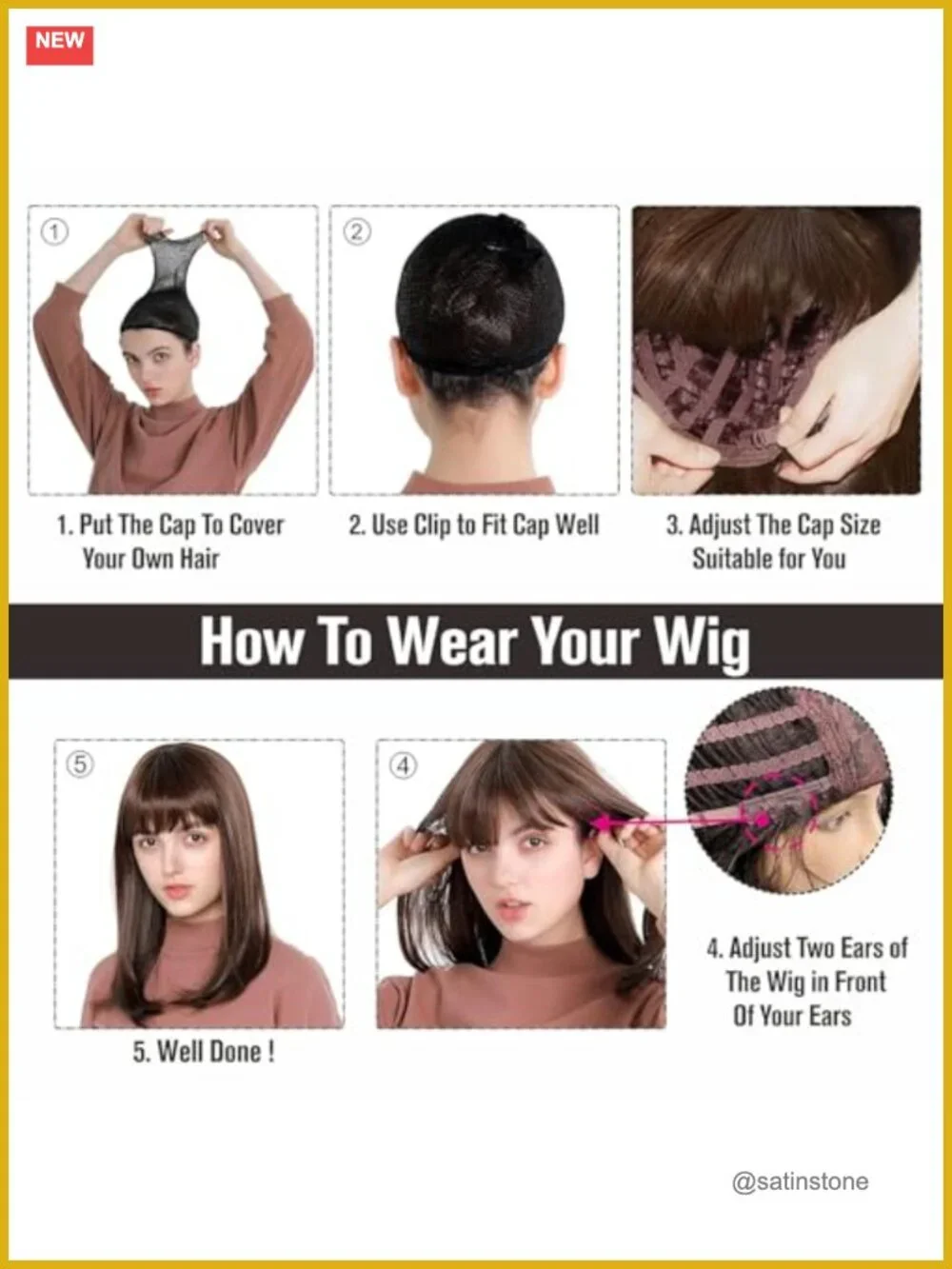 Long Layered Natural Wavy Synthetic Wig with Bangs, Heat Resistant, Adjustable